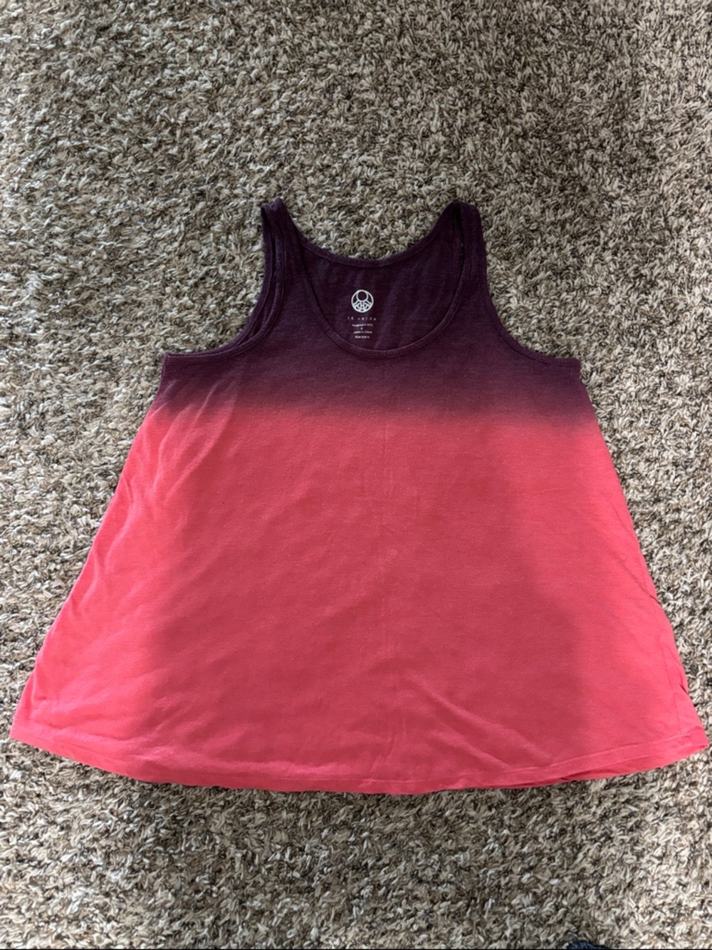 Te Verde Ombre Tank Top in Burgundy and Coral NWOT